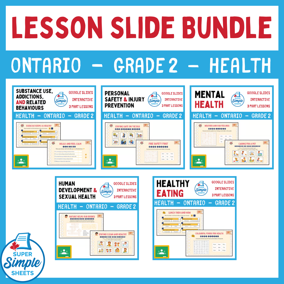 Grade 2 - Ontario Health - Google Lesson Slides - Full Year Bundle