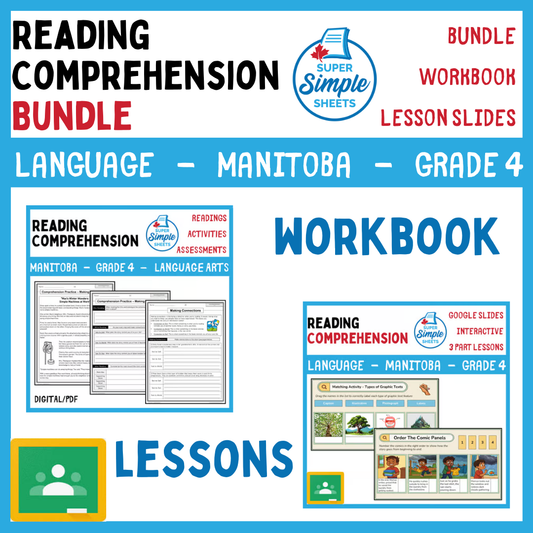 Grade 4 - Reading Comprehension - Manitoba Language - Lesson/Workbook Bundle