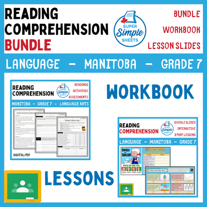Grade 7 - Reading Comprehension - Manitoba Language - Lesson/Workbook Bundle