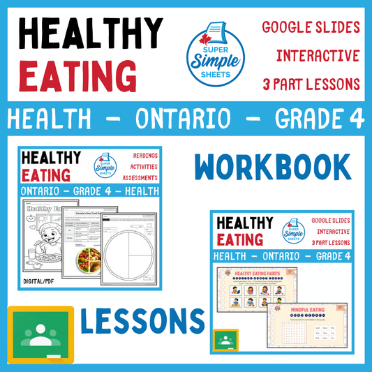 Grade 4 - Healthy Eating - Ontario Health - Lessons/Workbook Bundle
