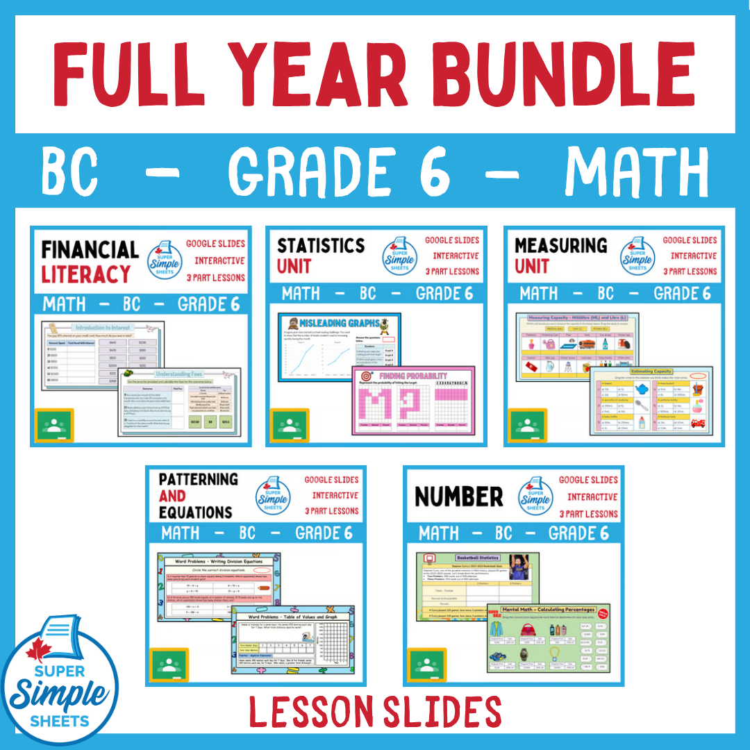 Grade 6 - BC Math - Google Lesson Slides - Full Year Bundle