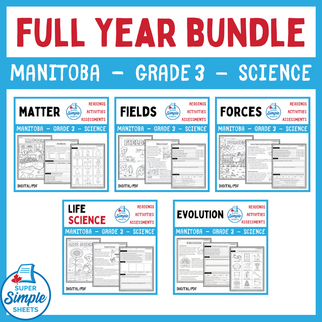 Grade 3 - NEW 2026 Manitoba Science Curriculum - FULL YEAR BUNDLE