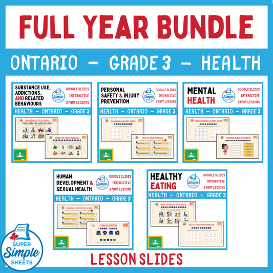 Grade 3 - Ontario Health - Google Lesson Slides - Full Year Bundle