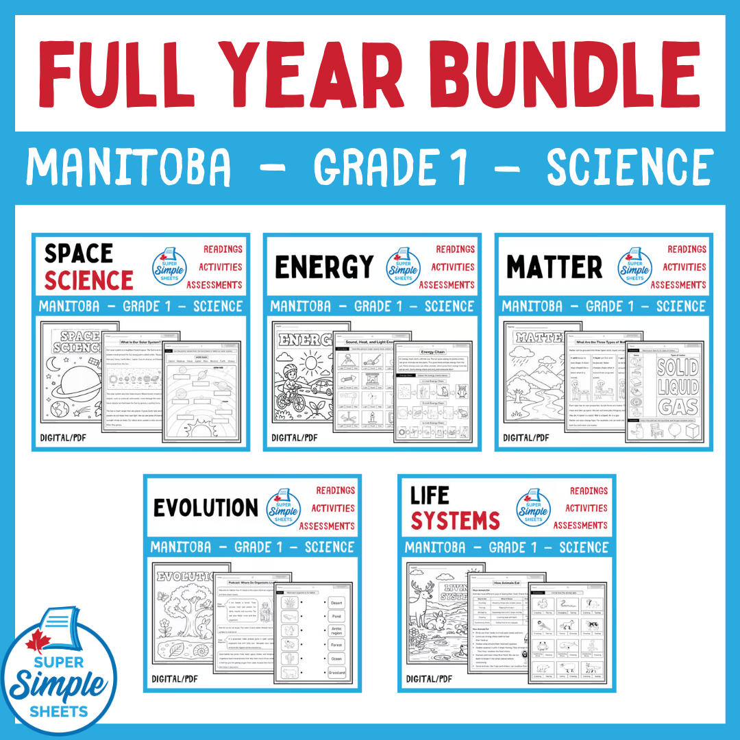 Grade 1 - NEW 2026 Manitoba Science Curriculum - FULL YEAR BUNDLE