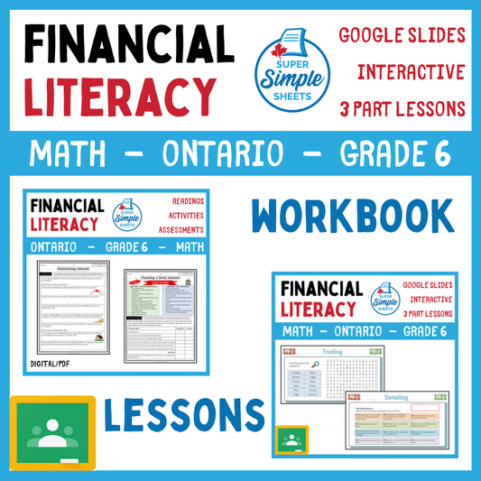Grade 6 - Financial Literacy Unit - Ontario Math - Lesson/Workbook Bundle