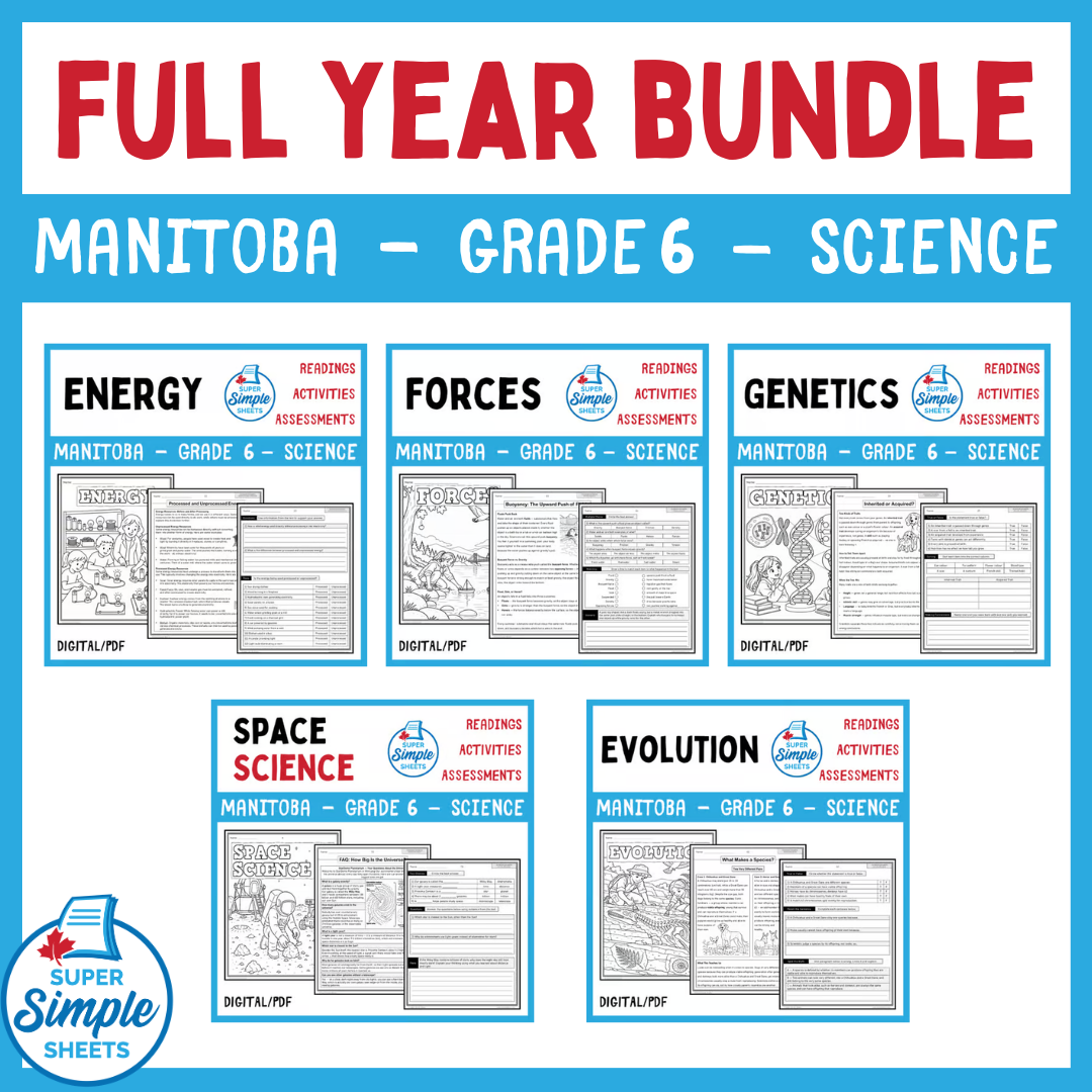 Grade 6 - NEW 2026 Manitoba Science Curriculum - FULL YEAR BUNDLE