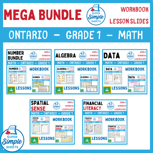 Grade 1 - Ontario Math - Lessons/Workbook Mega Bundle