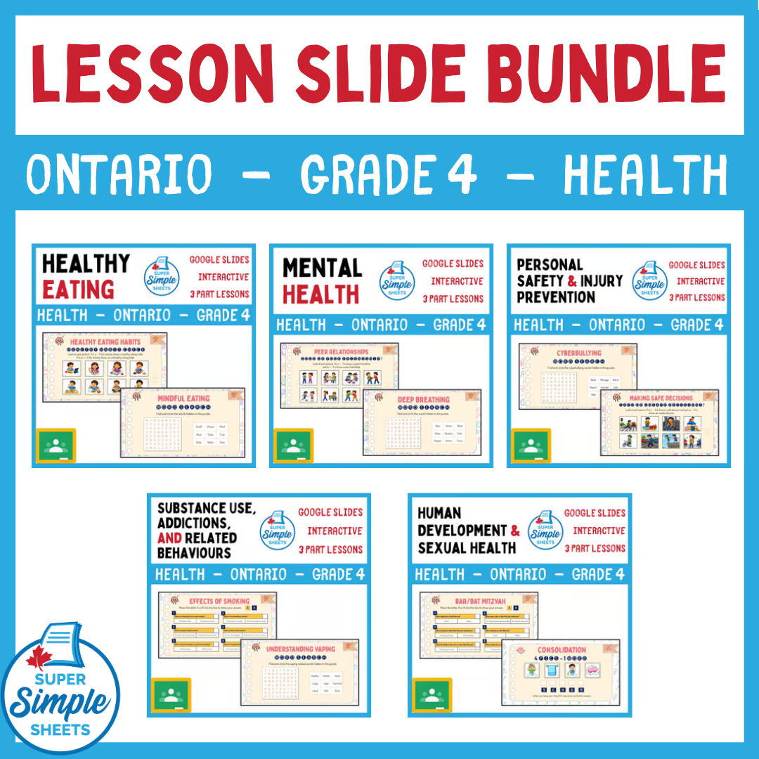 Grade 4 - Ontario Health - Google Lesson Slide Bundle