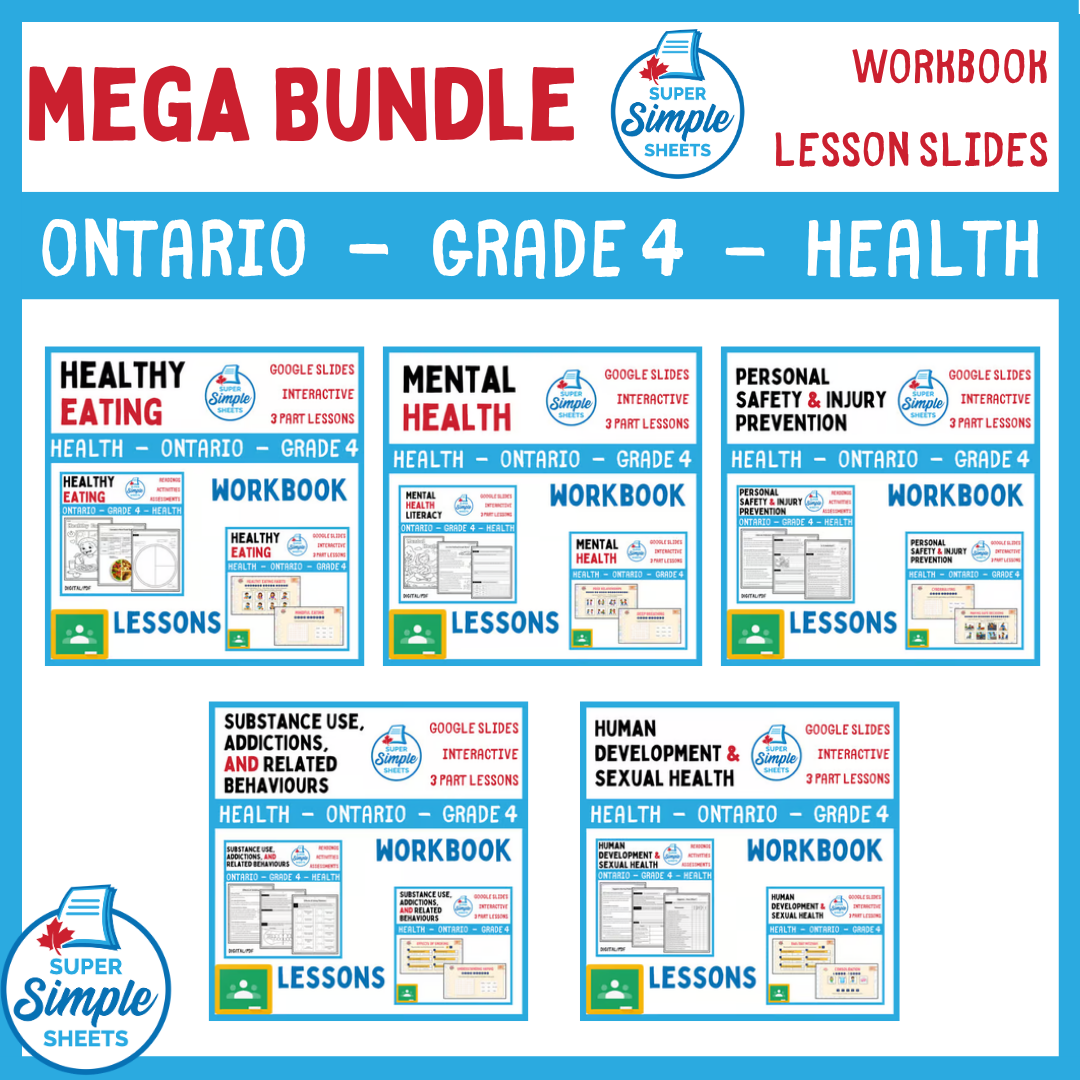 Grade 4 - Ontario Health - Lessons/Workbook Mega Bundle