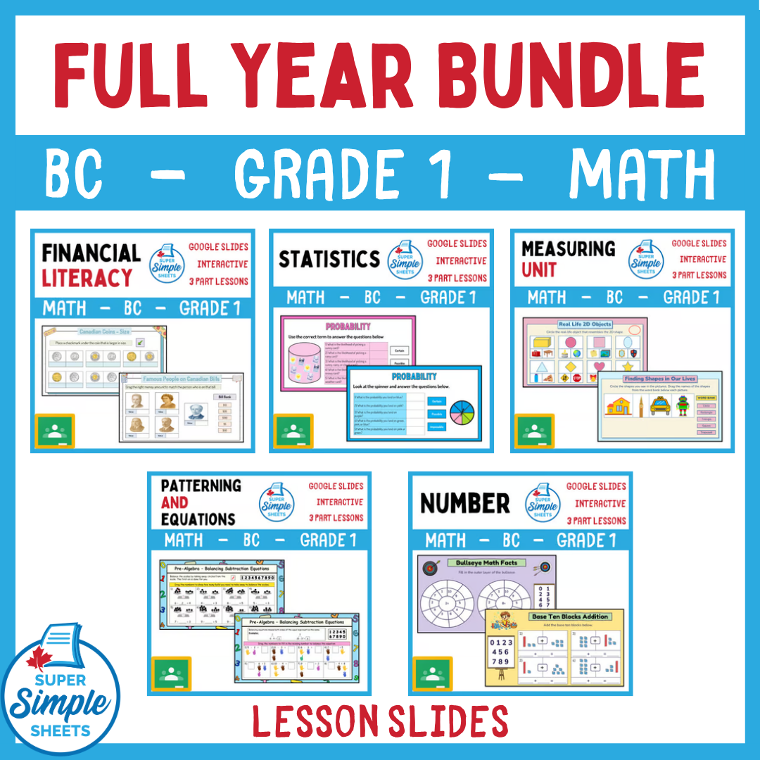 Grade 1 - BC Math - Google Lesson Slides - Full Year Bundle