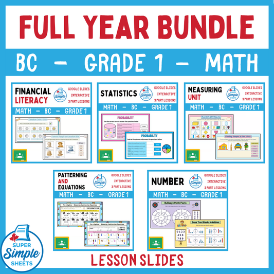 Grade 1 - BC Math - Google Lesson Slides - Full Year Bundle