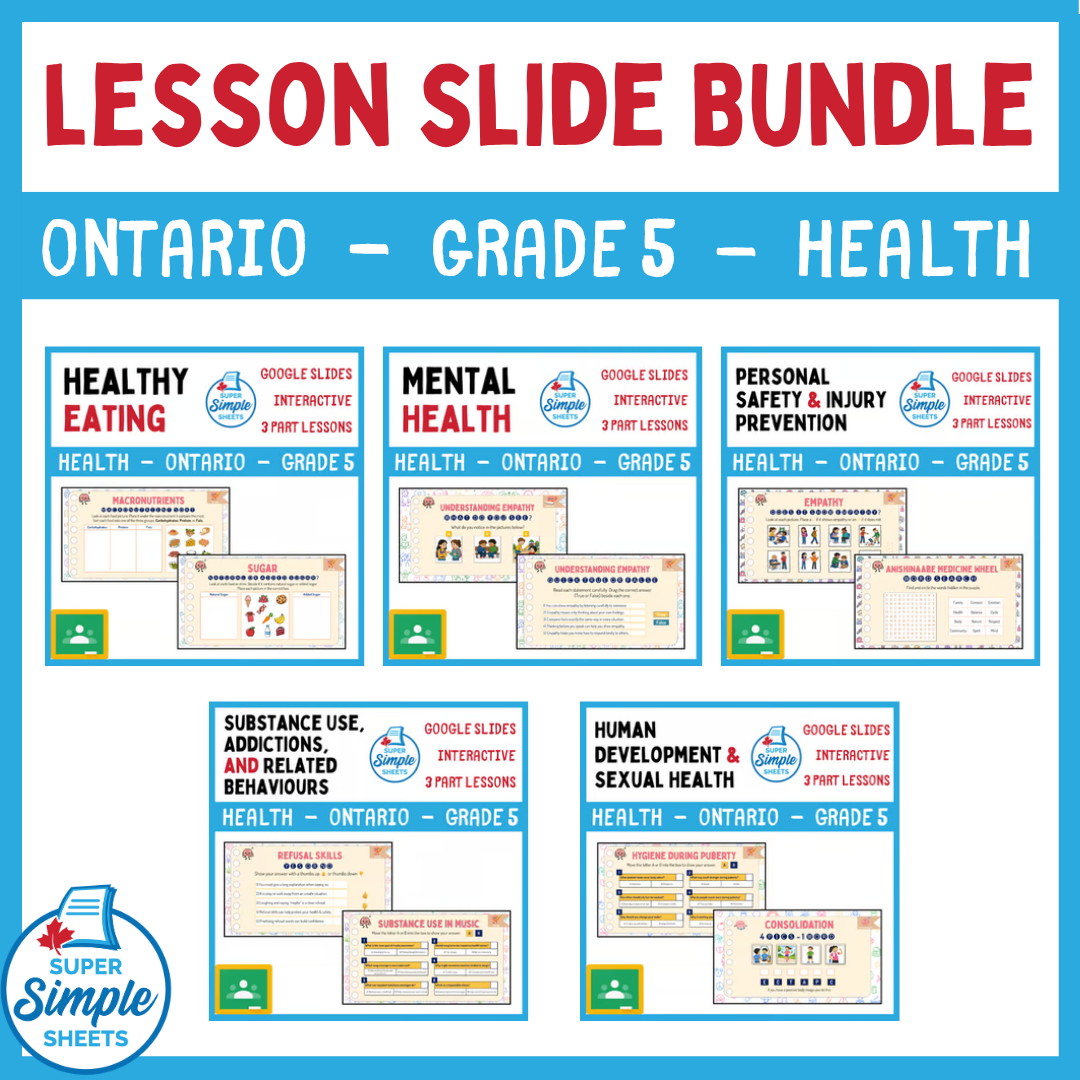 Grade 5 - Ontario Health - Google Lesson Slide Bundle