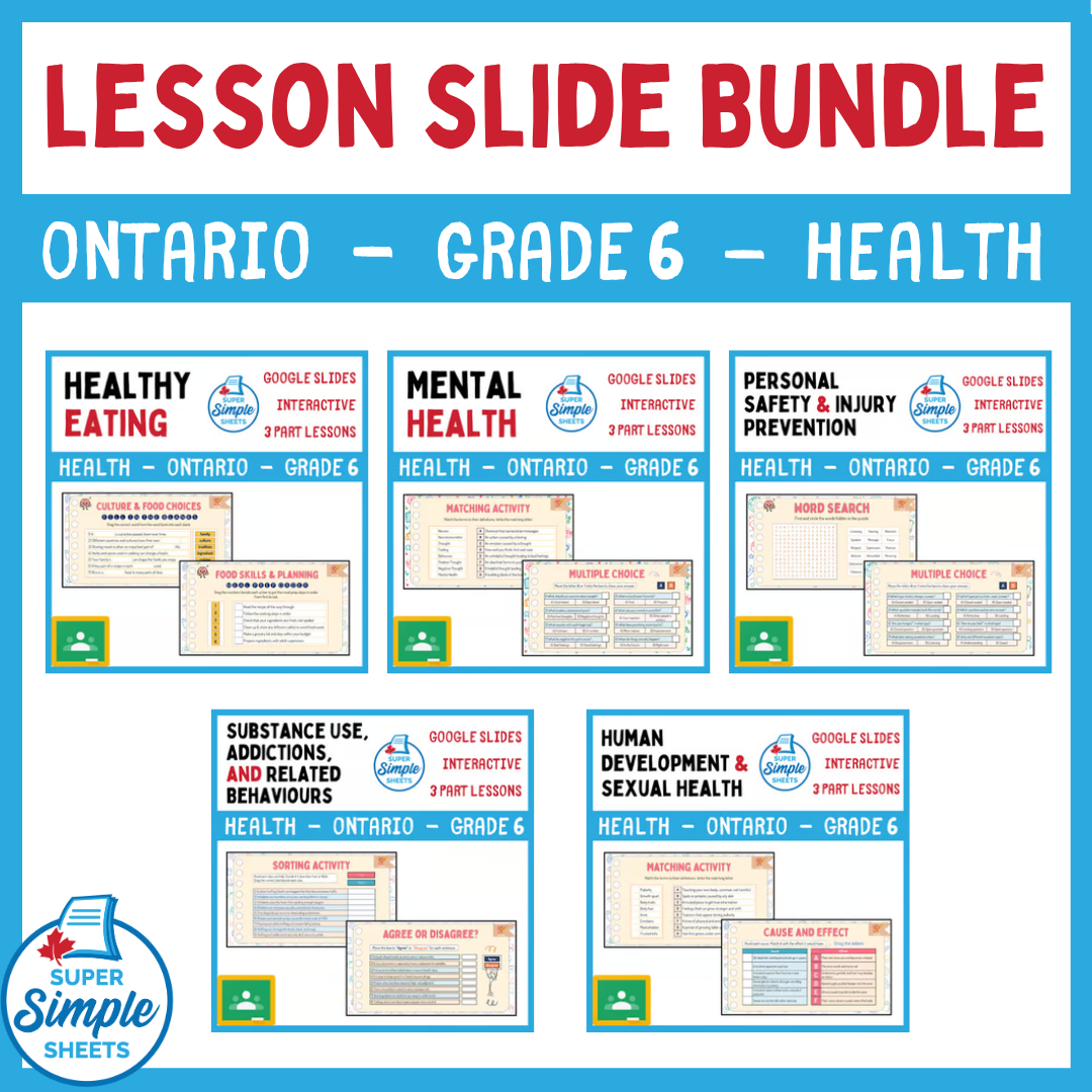 Grade 6 - Ontario Health - Google Lesson Slide Bundle