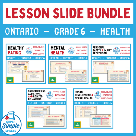 Grade 6 - Ontario Health - Google Lesson Slide Bundle