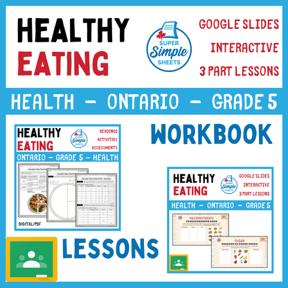 Grade 5 - Healthy Eating - Ontario Health - Lessons/Workbook Bundle