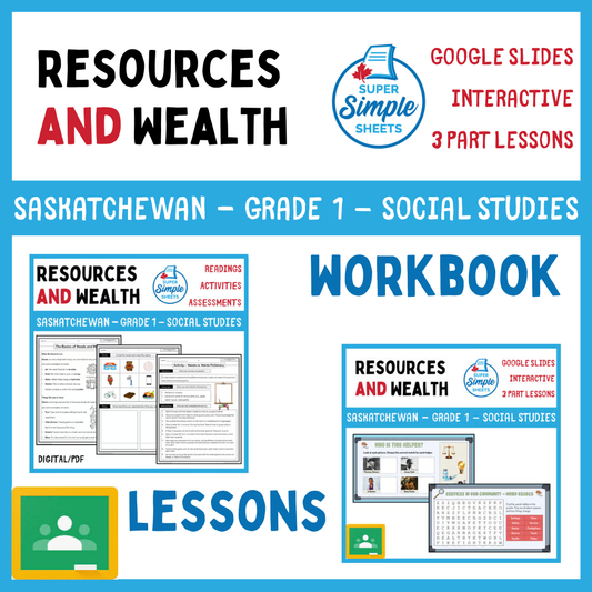 Grade 1 - Resources & Wealth - Saskatchewan Social Studies - Lesson/Work Bundle