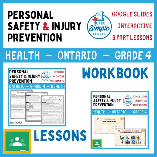 Grade 4 - Personal Safety and Injury Prevention Unit - Ontario Health - Bundle