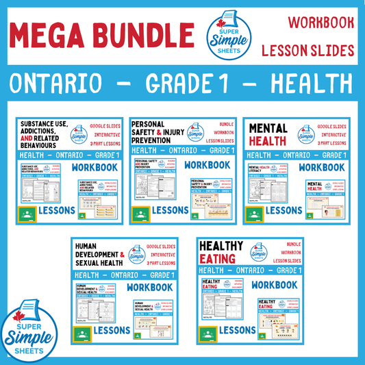 Grade 1 - Ontario Health - Lessons/Workbook Mega Bundle