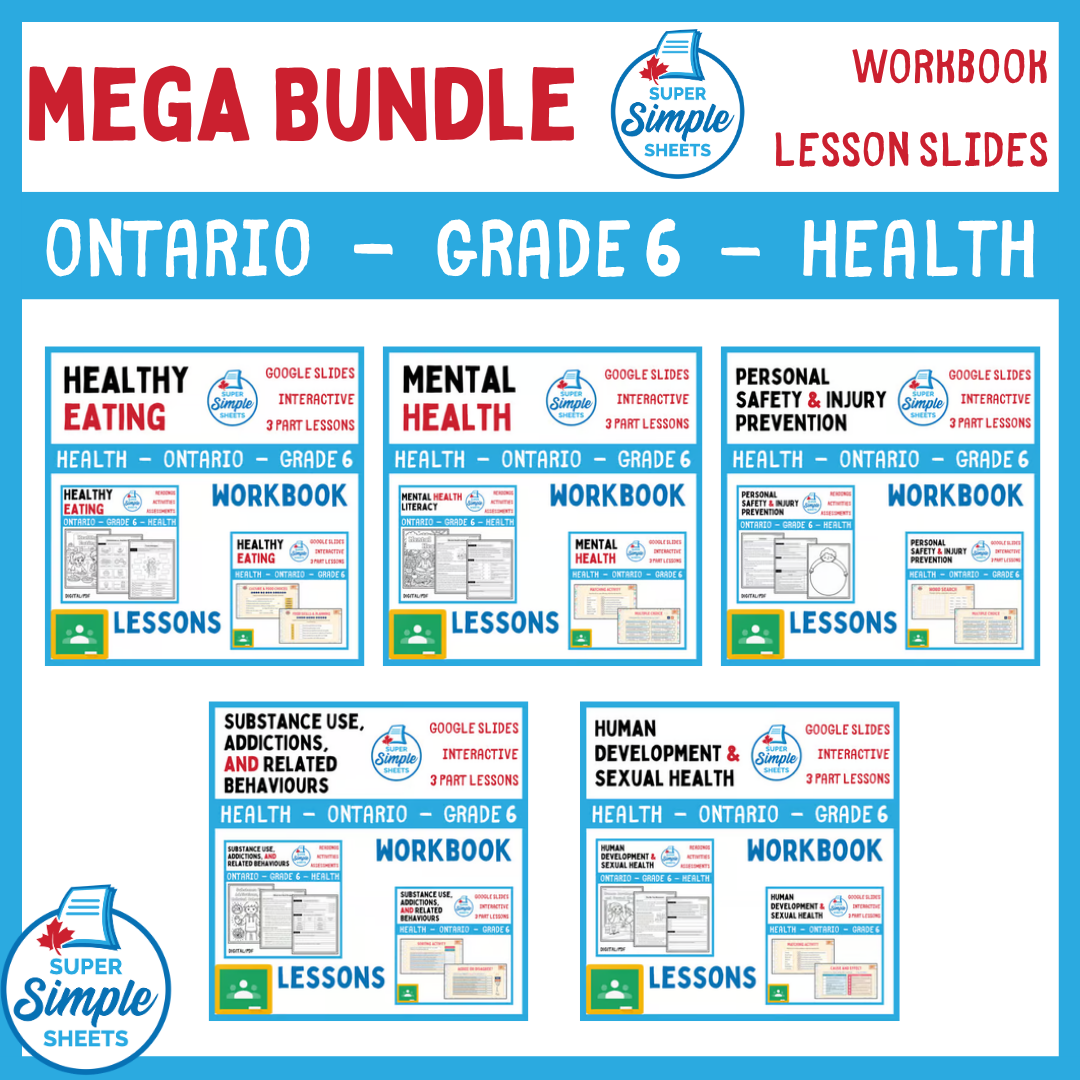 Grade 6 - Ontario Health - Lessons/Workbook Mega Bundle