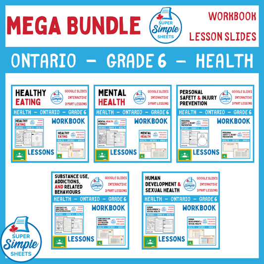Grade 6 - Ontario Health - Lessons/Workbook Mega Bundle