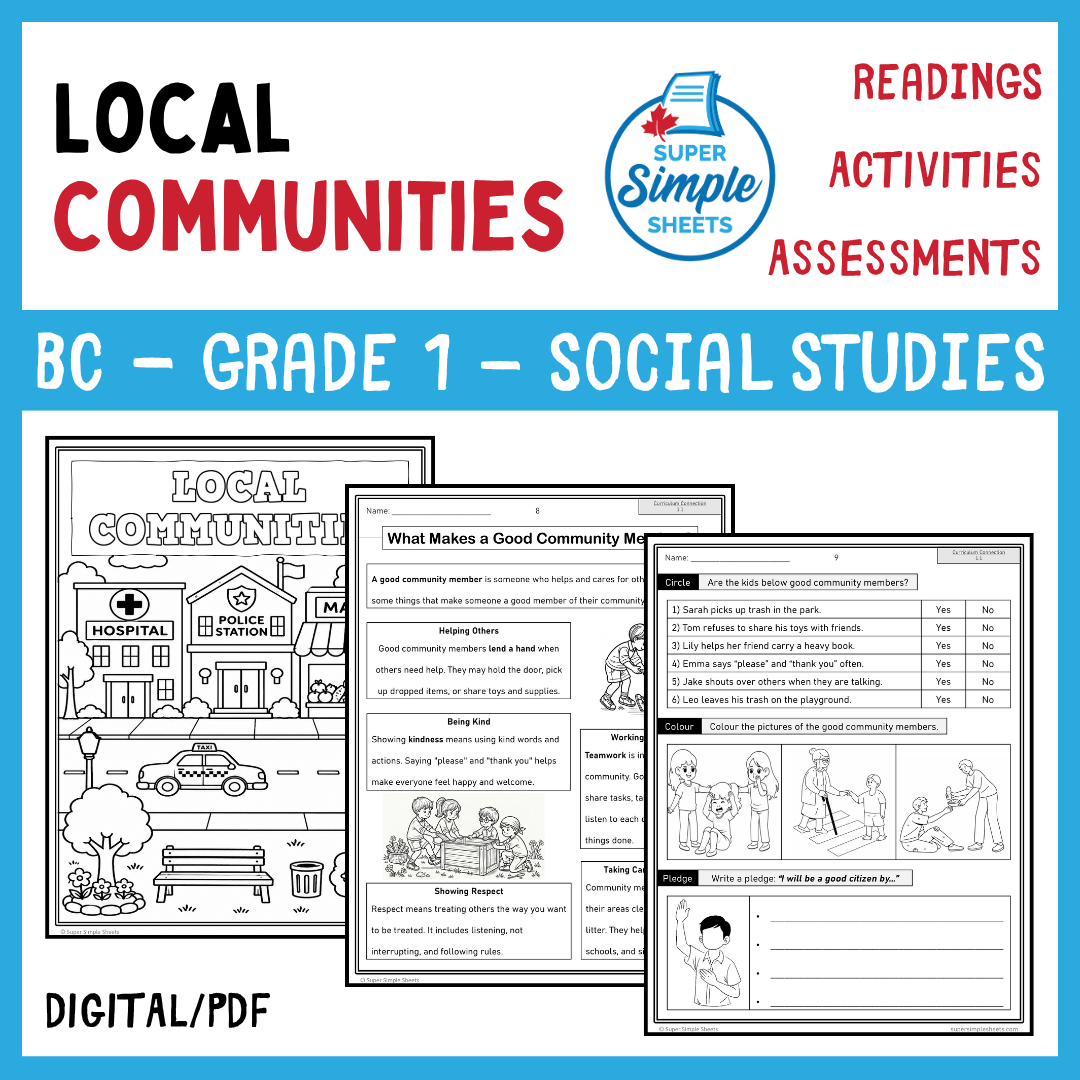 BC Grade 1 Social Studies - Full Year Bundle - Updated in 2026