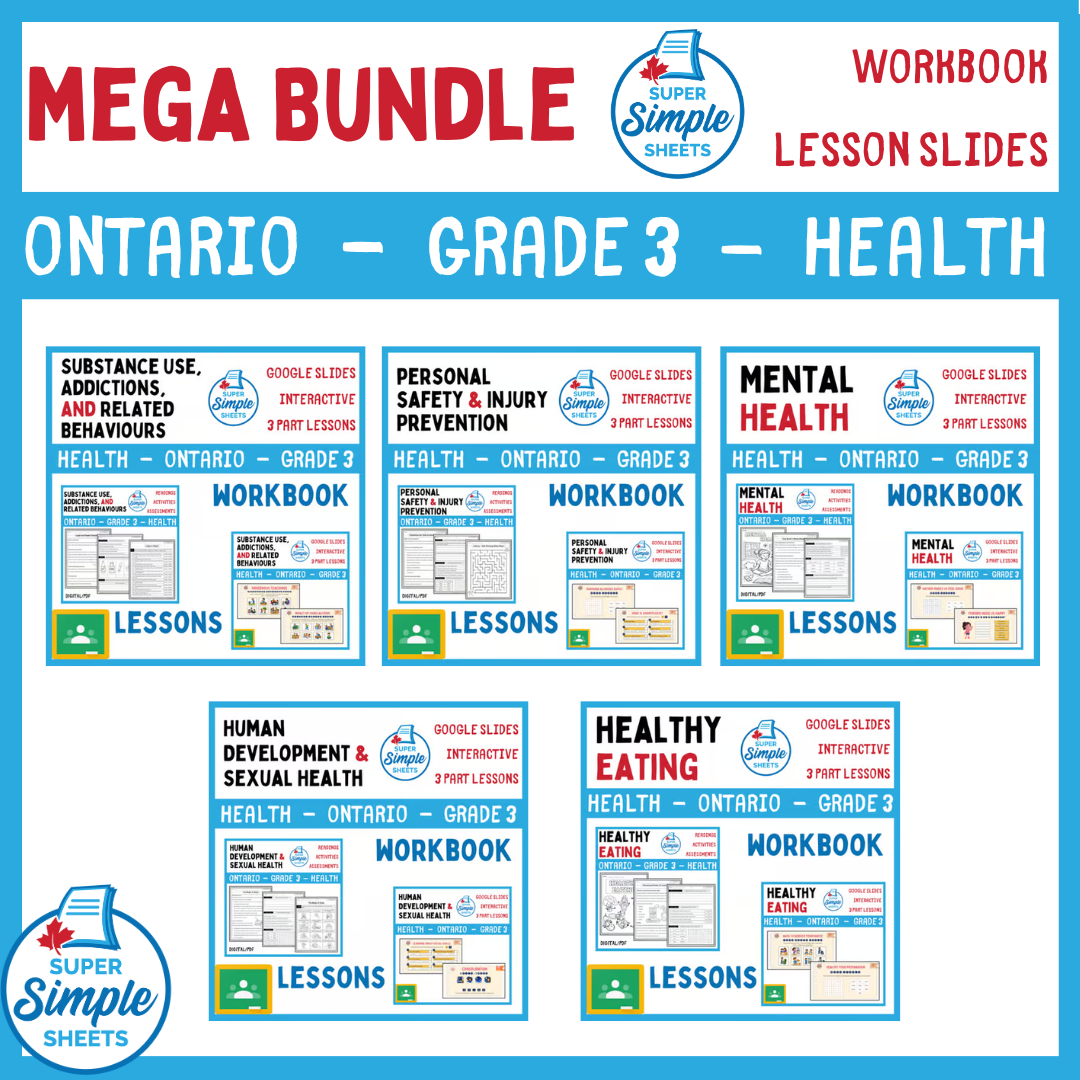 Grade 3 - Ontario Health - Lessons/Workbook Mega Bundle