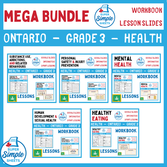 Grade 3 - Ontario Health - Lessons/Workbook Mega Bundle