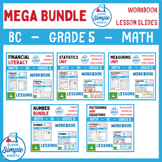 Grade 5 - BC Math - Lessons/Workbook Mega Bundle