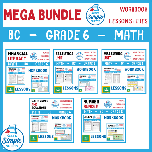 Grade 6 - BC Math - Lessons/Workbook Mega Bundle