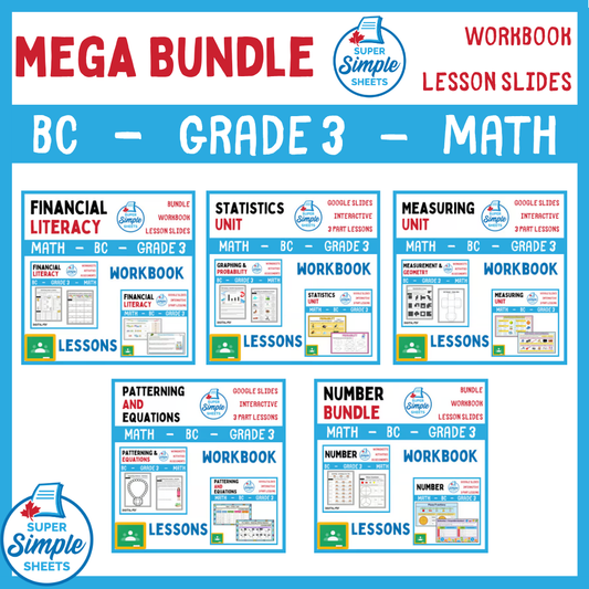 Grade 3 - BC Math - Lessons/Workbook Mega Bundle