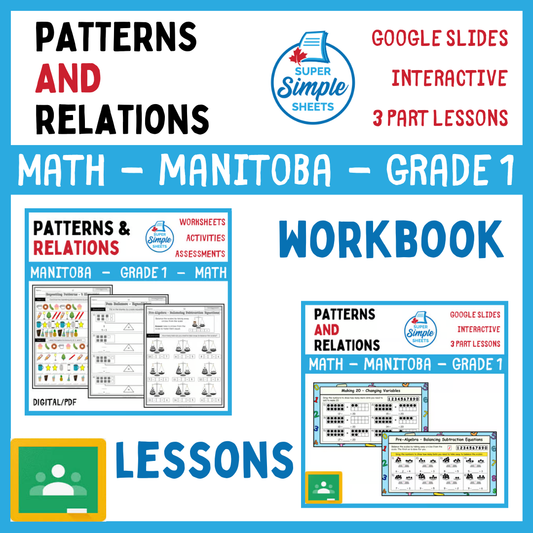 Grade 1 - Patterns and Relations - Manitoba Math - Lesson/Workbook Bundle