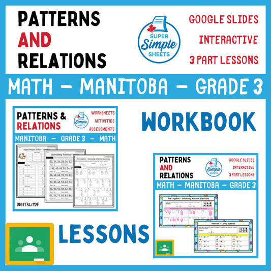 Grade 3 - Patterns and Relations - Manitoba Math - Lesson/Workbook Bundle