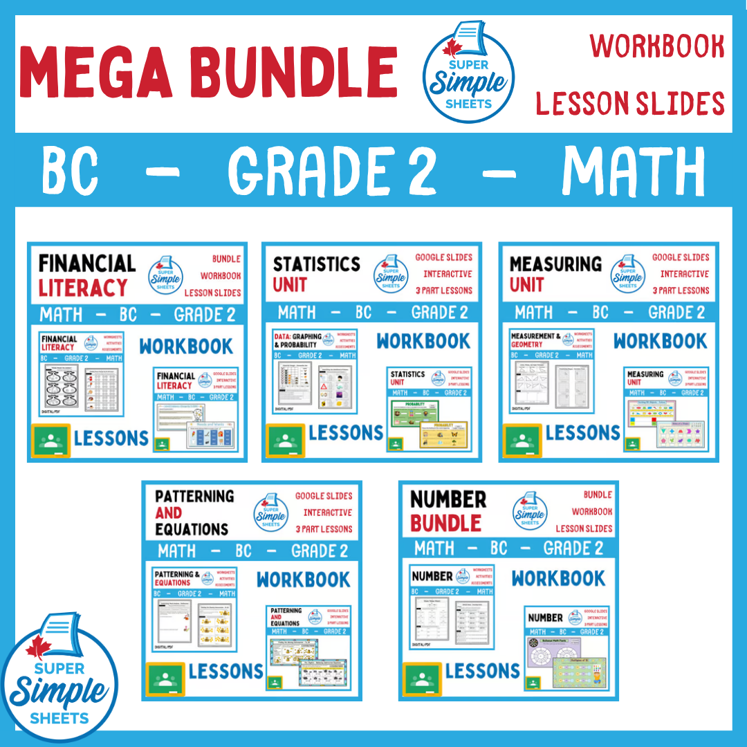 Grade 2 - BC Math - Lessons/Workbook Mega Bundle