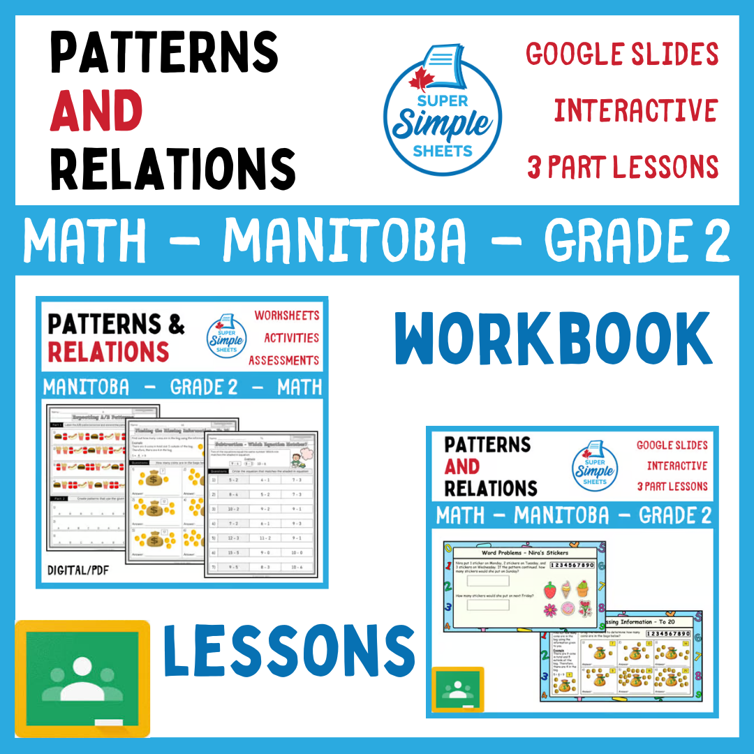Grade 2 - Patterns and Relations - Manitoba Math - Lesson/Workbook Bundle
