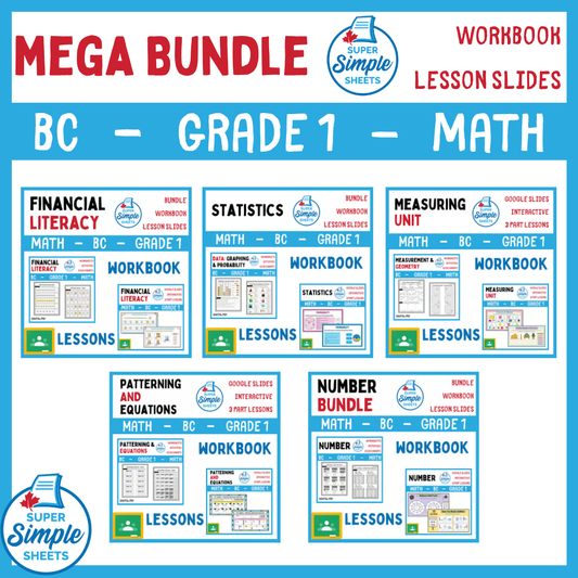 Grade 1 - BC Math - Lessons/Workbook Mega Bundle