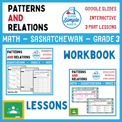 Grade 3 - Patterns and Relations - Saskatchewan Math - Lesson/Workbook Bundle