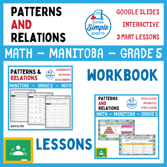 Grade 4 - Patterns and Relations - Manitoba Math - Lesson/Workbook Bundle