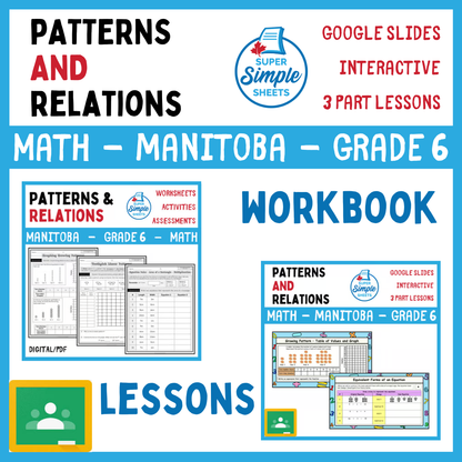 Grade 6 - Patterns and Relations - Manitoba Math - Lesson/Workbook Bundle