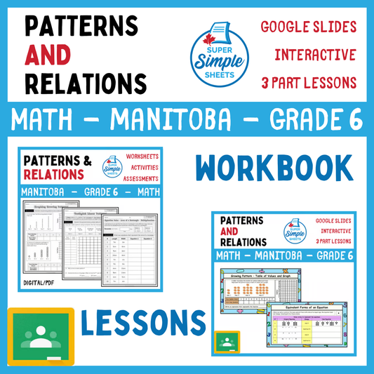 Grade 6 - Patterns and Relations - Manitoba Math - Lesson/Workbook Bundle