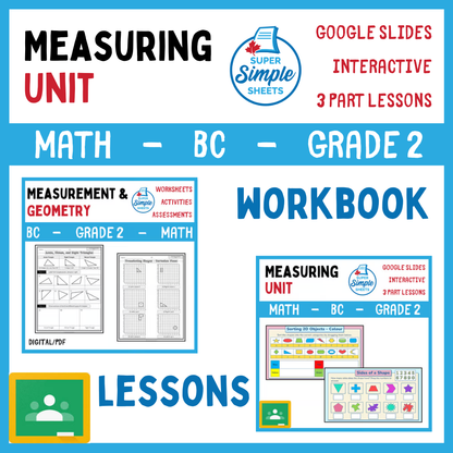 Grade 2 - Measuring Unit - BC Math - Lesson/Workbook Bundle