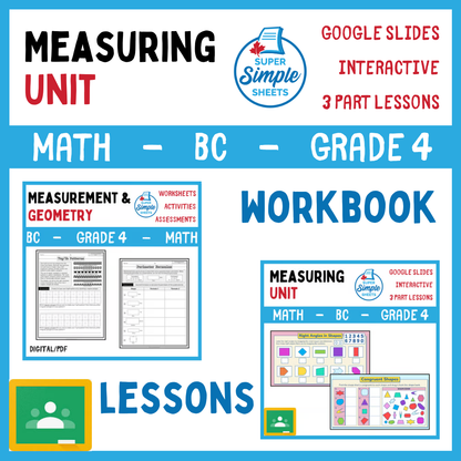 Grade 4 - Measuring Unit - BC Math - Lesson/Workbook Bundle