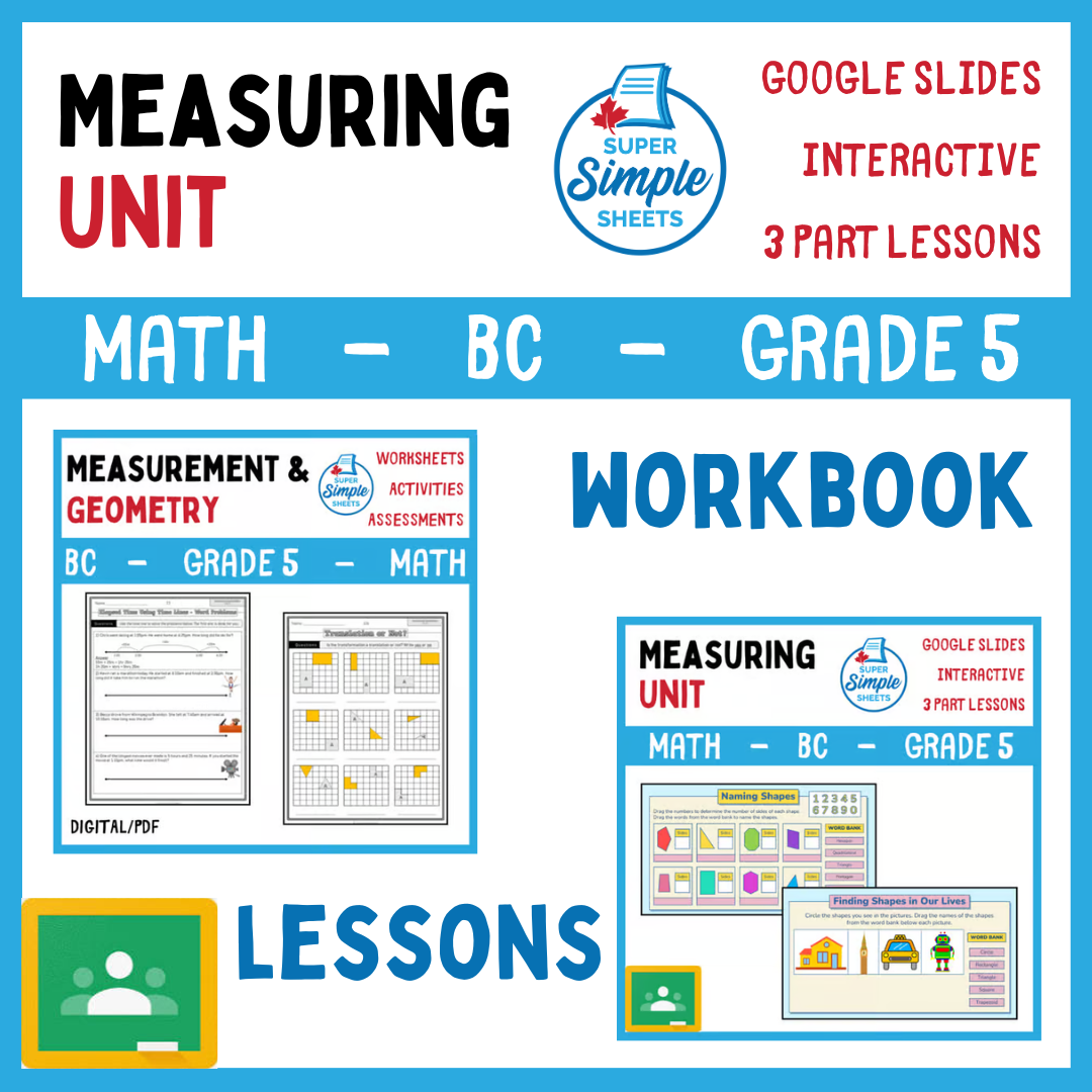 Grade 5 - Measuring Unit - BC Math - Lesson/Workbook Bundle