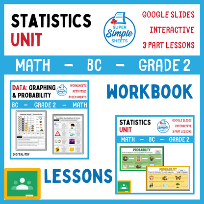 Grade 2 - Statistics Unit - BC Math - Lesson/Workbook Bundle