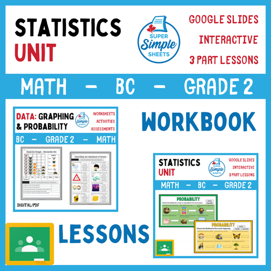 Grade 2 - Statistics Unit - BC Math - Lesson/Workbook Bundle