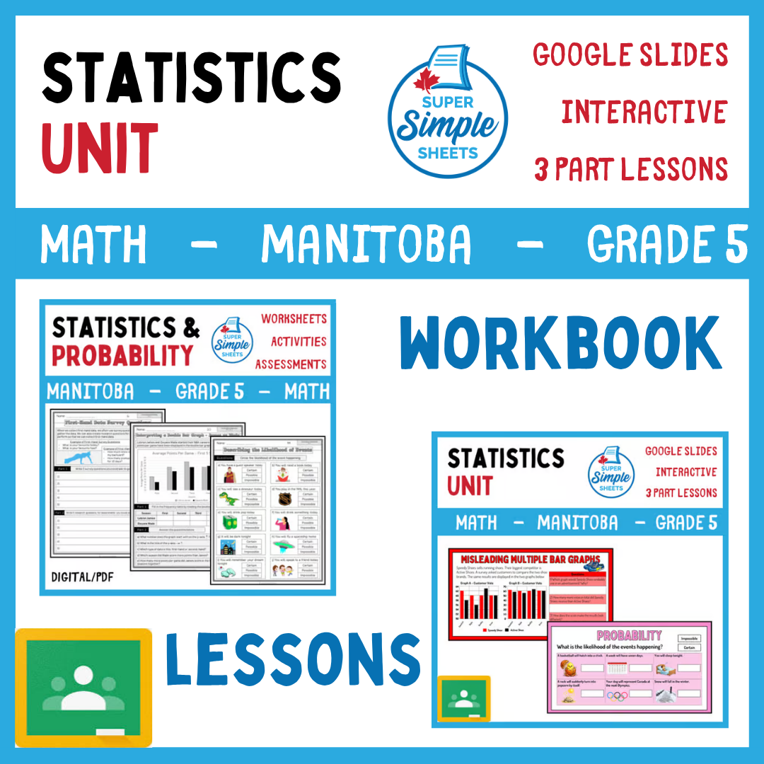Grade 5 - Statistics Unit - Manitoba Math - Lesson/Workbook Bundle