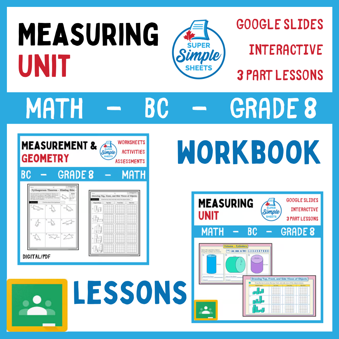Grade 8 - Measuring Unit - BC Math - Lesson/Workbook Bundle