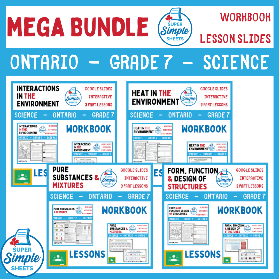 Grade 7 - Ontario Science - Lessons/Workbook Mega Bundle
