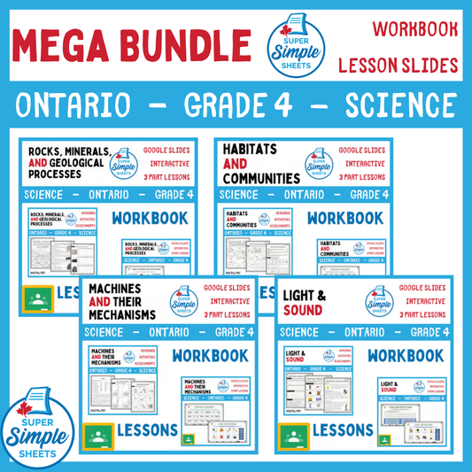 Grade 4 - Ontario Science - Lessons/Workbook Mega Bundle