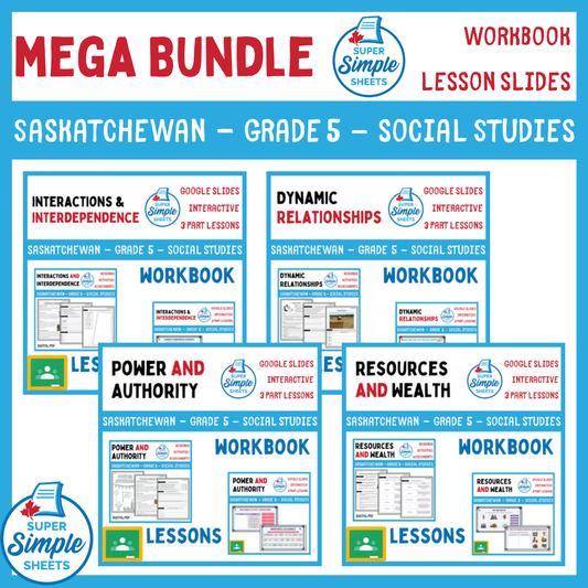 Grade 5 - Saskatchewan Social Studies - Lessons/Workbook Mega Bundle