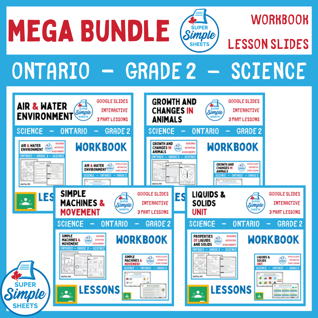 Grade 2 - Ontario Science - Lessons/Workbook Mega Bundle